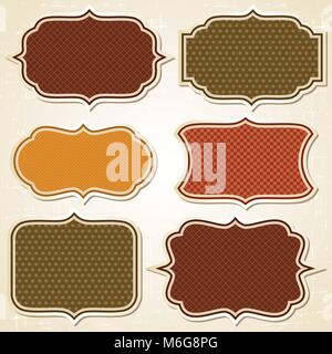 Strukturierte Etiketten und Aufkleber im Retro-Stil eingerichtet Stock Vektor