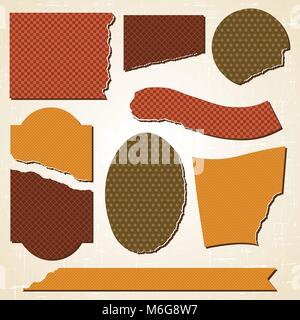 Strukturierte Etiketten und Aufkleber im Retro-Stil eingerichtet Stock Vektor