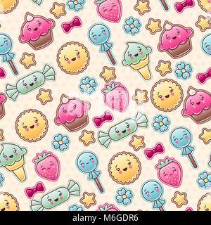 Nahtlose kawaii Kind Muster mit niedlichen Doodles Stock Vektor