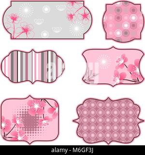 Cherry Blossoms design elemente, Etiketten und Aufkleber Stock Vektor