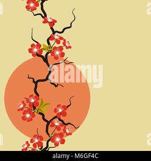 Karte mit stilisierten Cherry Blossom Flowers Stock Vektor