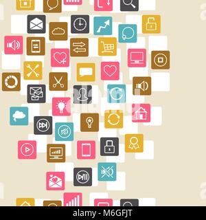 Soziales Netzwerk Hintergrund der SEO Internet Symbole Stock Vektor