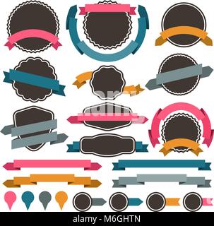 Satz von retro Plaketten, Etiketten, Farbbänder und gestalterische Elemente Stock Vektor
