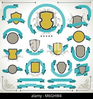 Vintage Etiketten, Schilder und Bänder retro style Set Stock Vektor