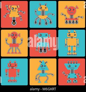 Cartoon robots nahtlose Muster Stock Vektor