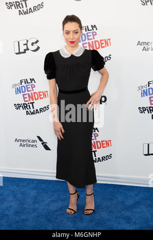 SANTA MONICA, CA - 3. März: Aubrey Plaza an der 2018 Film Independent Spirit Awards in Santa Monica, Kalifornien am 3. März 2018. Quelle: Steve Rose/MediaPunch Stockfoto