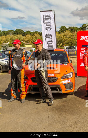 Nocken australische Meisterschaften - Eureka Rally 2018 Podium Credit: Brett Keating/Alamy leben Nachrichten Stockfoto