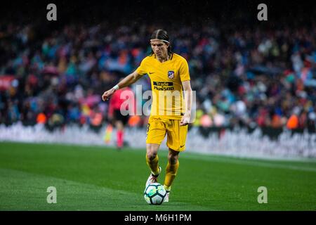 Barcelona, Spanien. 4 Mär, 2018. BARCELONA, SPANIEN - 04. März: 03 Filipe Luis aus Brasilien von Atletico de Madrid während La Liga Match zwischen dem FC Barcelona gegen Atletico de Madrid im Camp Nou Stadion in Barcelona am 04. März 2018. Credit: CORDON Cordon Drücken Sie die Taste/Alamy Live News Credit: CORDON PRESSE/Alamy leben Nachrichten Stockfoto