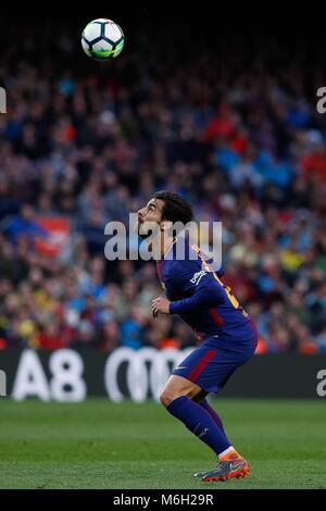 Barcelona, Spanien. 4 Mär, 2018. LaLiga Santander - FC Barcelona v Girona CF; Andre Gomes von FC Barcelona sich weigert, die Kugel Cordon drücken Sie Credit: CORDON PRESSE/Alamy Live News Credit: CORDON PRESSE/Alamy leben Nachrichten Stockfoto