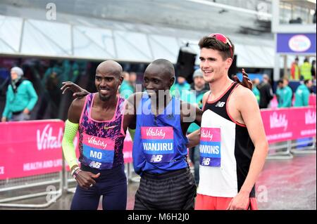 Greenwich, Großbritannien, 4. März 2018, Mo Farah gewann die Vitalität große Halbmarathon Credit: Giovanni Q/Alamy leben Nachrichten Stockfoto