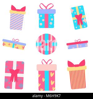 Einstellen der Symbole von Geschenksets Stock Vektor