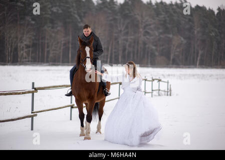 Schönen winter Hochzeit Stockfoto