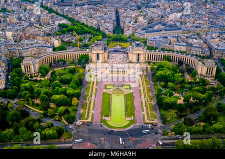 Aus der Vogelperspektive Paris von der Oberseite der Eiffelturm Stockfoto