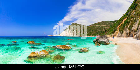 Schöne Petani Beach, Insel Kefalonia, Griechenland. Stockfoto