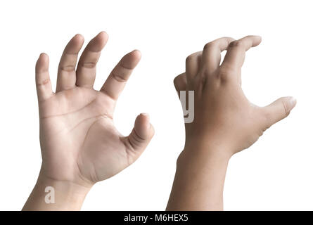Arm junge Mann Blut Hände Sammlung von hoher Auflösung auf weißem Hintergrund Stockfoto