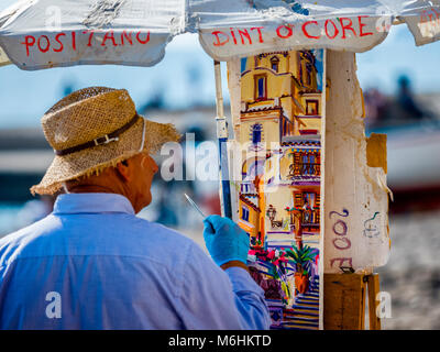 Künstler in der Stadt von Positano Amalfi Küste, Italien Stockfoto