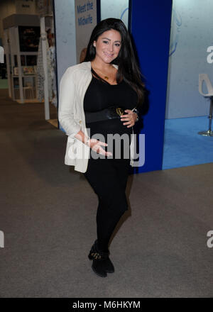 Casey Bachelor-studium an der Baby Show in Excel London, 2. März 2018 Stockfoto