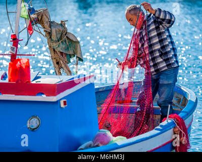 Fischernetze Flicken auf der Insel Procida, Italien Stockfoto