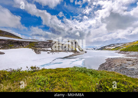 Firn Schnee und Eis ruht im Sommer, Norwegen, Vikafjell, Mittel-Norwegen Stockfoto