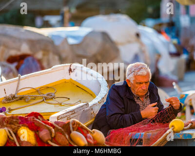 Fischernetze Flicken auf der Insel Procida, Italien Stockfoto