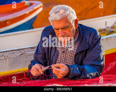 Fischernetze Flicken auf der Insel Procida, Italien Stockfoto