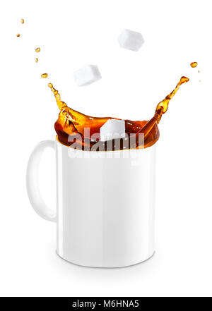 Spritzer Kaffee mit Zucker Stockfoto