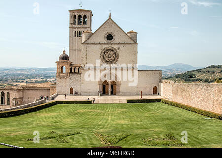 Assisi, Italien - 31 August 2017: Blick von der Basilika des Hl. Franziskus von Assisi Stockfoto