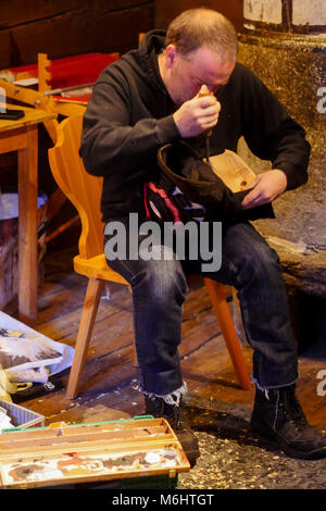 Karneval in Evolène, Val d'Herens, Wallis, Schweiz Stockfoto