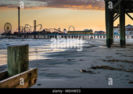 Ebbe auf Galveston Beach. Stockfoto