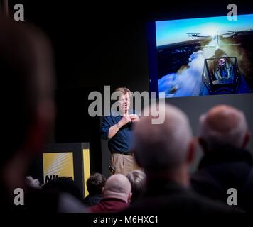 Joe McNally, Fotograf, Nikon Ambassador Reden an der Fotografie zeigen 2017 im NEC Birmingham, Großbritannien auf dem Nikon Stand 20. MÄRZ 2017: Foto C Stockfoto