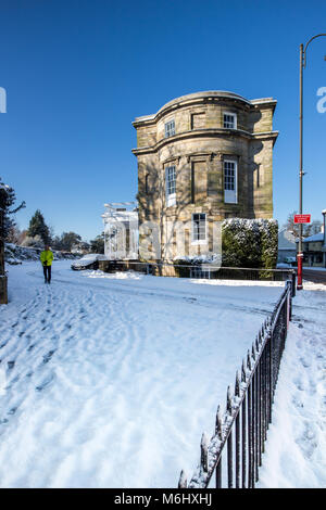 Calverley Park Crescent, Tunbridge Wells, Tier aus dem Osten Schneefall im März 2018 Stockfoto