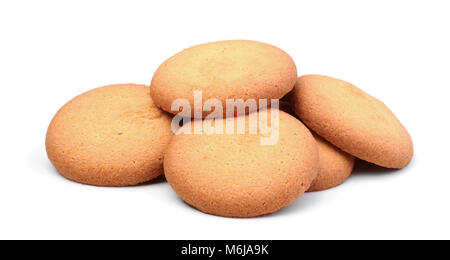 Haufen von Cookies, die über dem weißen Hintergrund isoliert Stockfoto