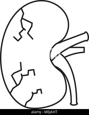 Cartoon kranken Charakter der menschlichen Niere Stock Vektor