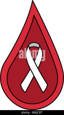 Tropfen Blut Ribbon Kampagne Symbol Stock Vektor