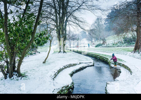 Ein winter Szene in Trenance Gärten in Newquay Cornwall. Stockfoto
