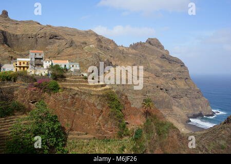 Alten Küstenweg von Ponta Do Sol Cruzinha auf der Insel Santo Antao, Kap Verde Stockfoto