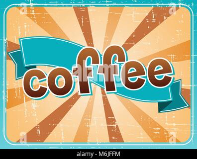 Poster mit einer Tasse Kaffee im Retro-Stil Stock Vektor