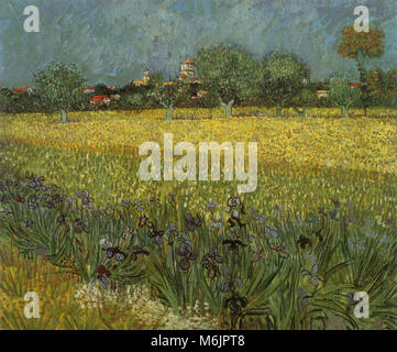 Anzeigen von Arles mit Schwertlilien, Van Gogh, Vincent Willem, 1888. Stockfoto