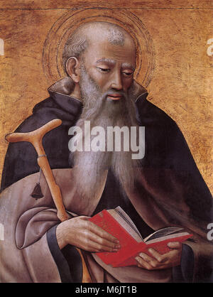 Der heilige Antonius Abt, Meister der Osservanza Tript, 1430. Stockfoto