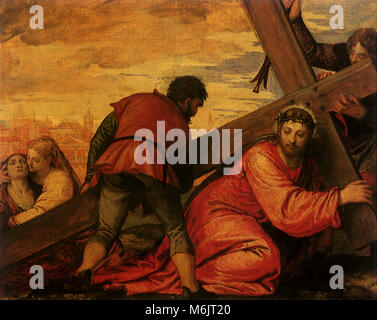 Jesus fällt unter dem Kreuz, Veronese und Studio, 1560. Stockfoto