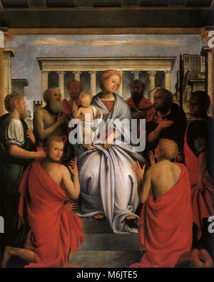 Madonna mit Kind und Heiligen, Bramantino 8, 1525. Stockfoto