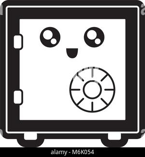 Flache Linie monochromatischen Kawaii sichere Vector Illustration Stock Vektor