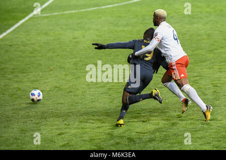 Talen Energie Stadion, Chester, PA, USA. 3 Mär, 2018. Die MLS Philadelphia Union Niederlage der New England Revolution 2-0 in die Saison home opener Credit: Don Mennig/Alamy leben Nachrichten Stockfoto