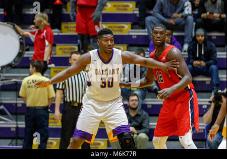 Albany, NY, USA. 3 Mär, 2018. Stony Brook Niederlagen UAlbany 69-60 in der America East Conference Turnier Viertelfinale am SEFCU Arena, März 3, 2018. Travis Charles (#30) Credit: Csm/Alamy leben Nachrichten Stockfoto