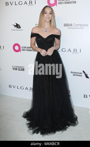 West Hollywood, Kalifornien West Hollywood, USA. März 2018. Jasmine Sanders. 26. Jährliche Elton John Academy Awards Viewing Party im West Hollywood Park. Foto: PMA/Admedia Stockfoto