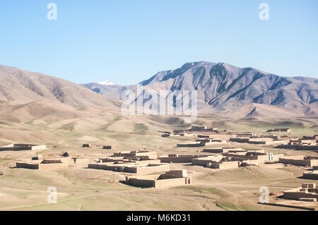 Luftbild von kleinen Dörfern zwischen Ghazni und Kabul in Afghanistan Stockfoto