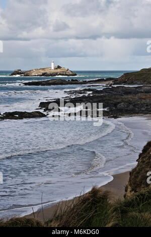 Blick über die Bucht zu Godrevy Island Stockfoto