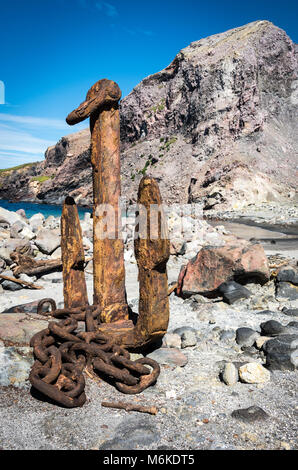 Alte Schwefel Grubenbaue White Island Volcano, Bay of Plenty, Neuseeland Stockfoto