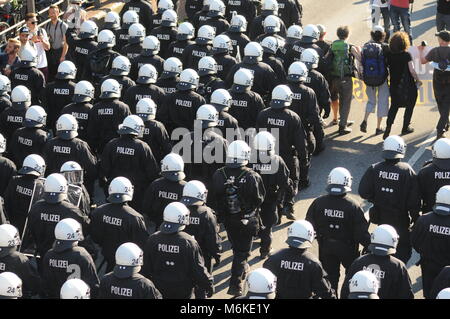 Anti-G20-Demo, Willkommen ti die Hölle, in Hamburg, Deutschland Stockfoto