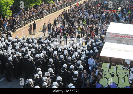 Anti-G20-Demo, Willkommen ti die Hölle, in Hamburg, Deutschland Stockfoto